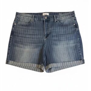 Nicole Miller Womens Pinstripe Tribeca Rolled Cuff Mid Rise Denim Shorts Sz 16 #
